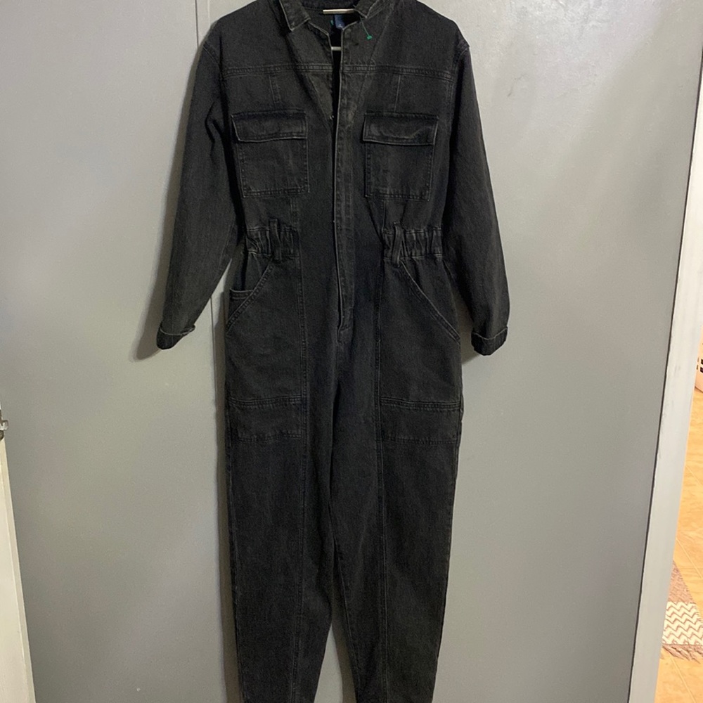 Black denim jumpsuit